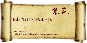 Náhlik Patrik névjegykártya